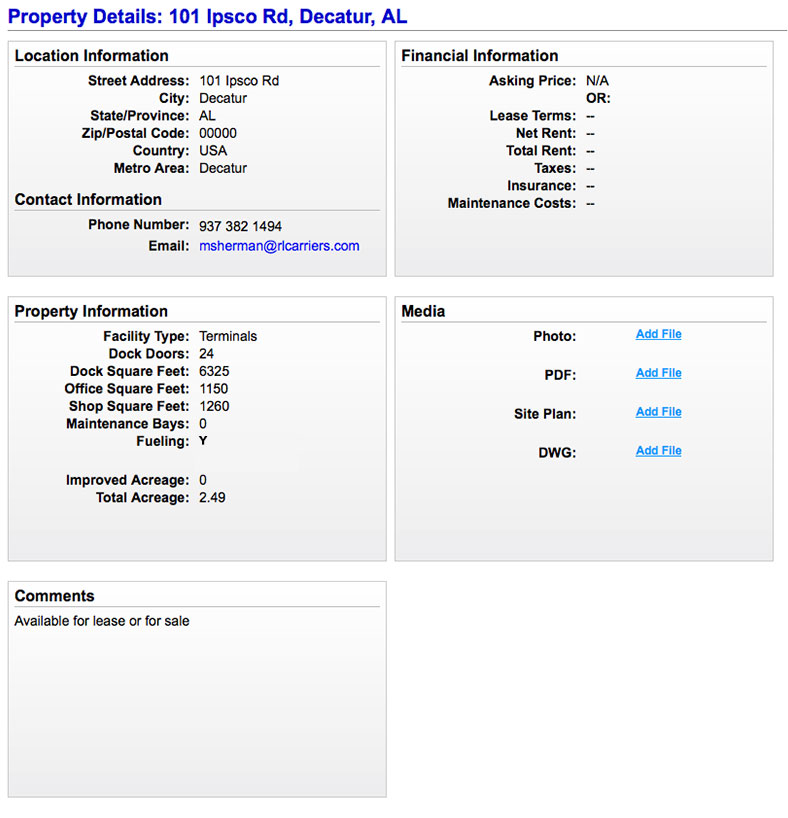 TPE Property Detail Terminal Properties Exchange